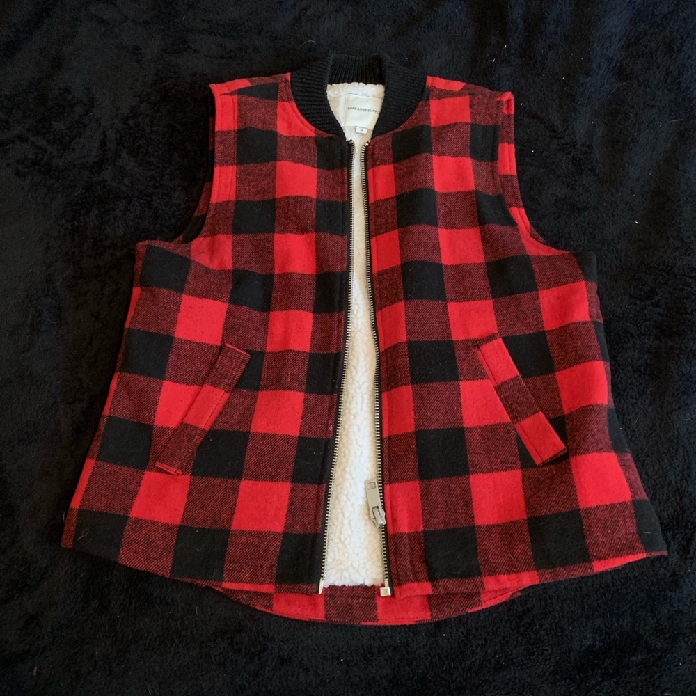 buffalo plaid wool insulated vest